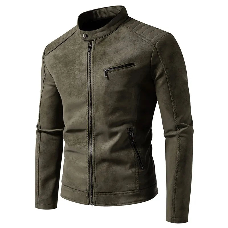 American Retro Leather Solid Jacket