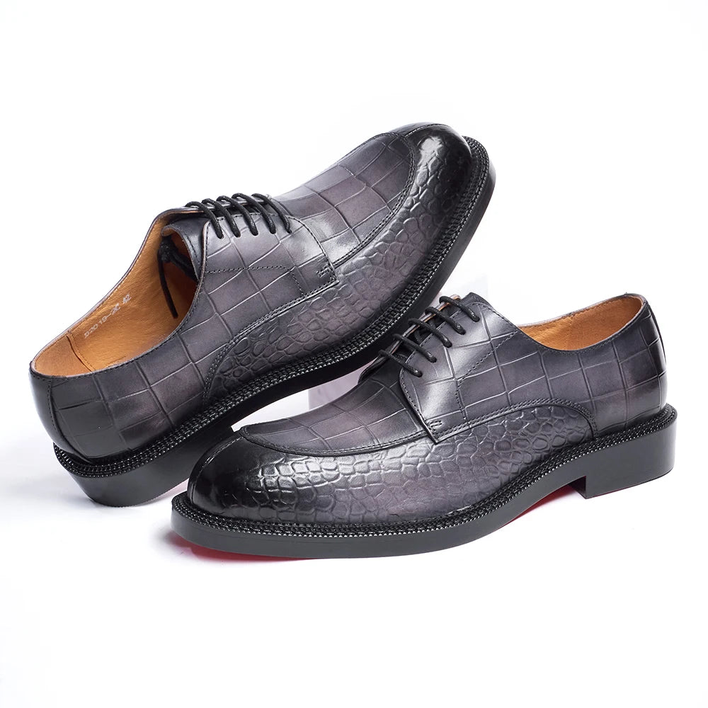 Crocodile Embossed Derby Dress Shoes