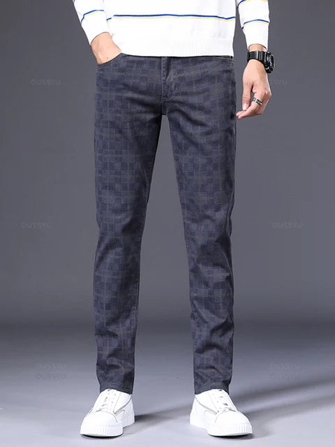 Classic Plaid Flat Front Trousers