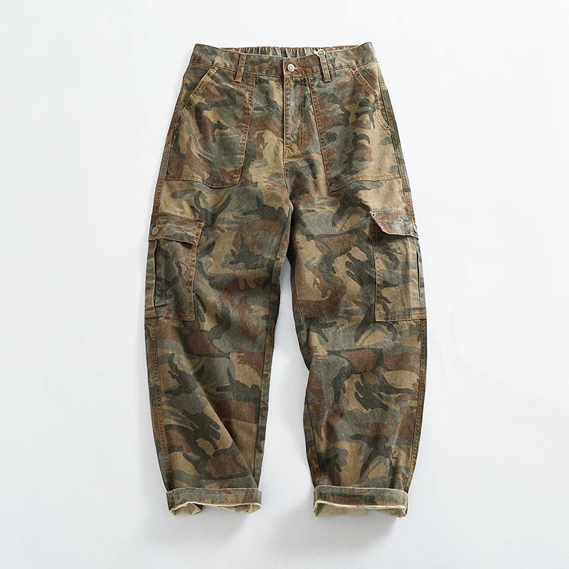Twill Camouflage Pleated Cargo Pants