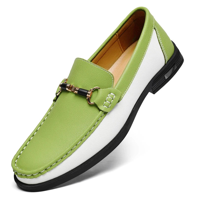 Metal Appliqués Split Leather Loafers