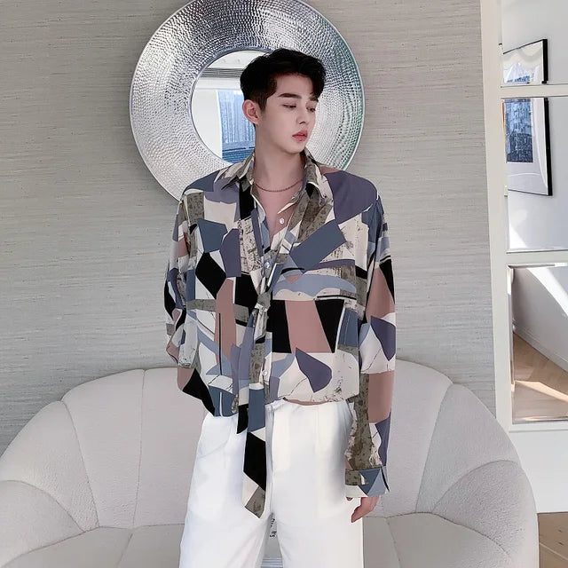 Abstract Printed Pattern Cotton Shirt