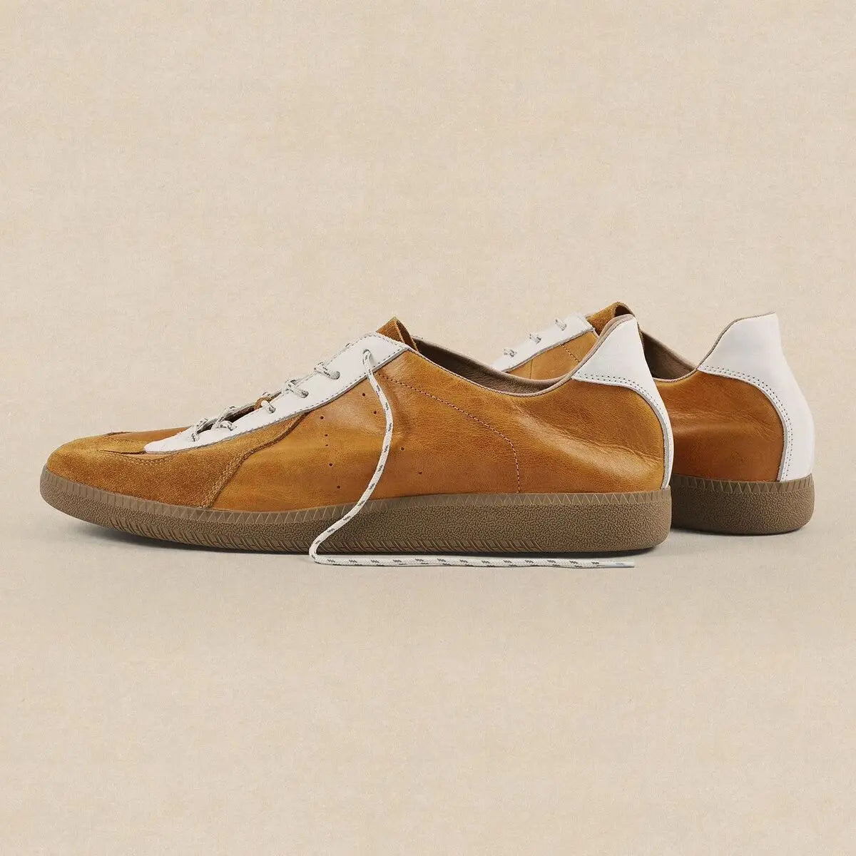 Suede Leather Overlay Flat Sneakers