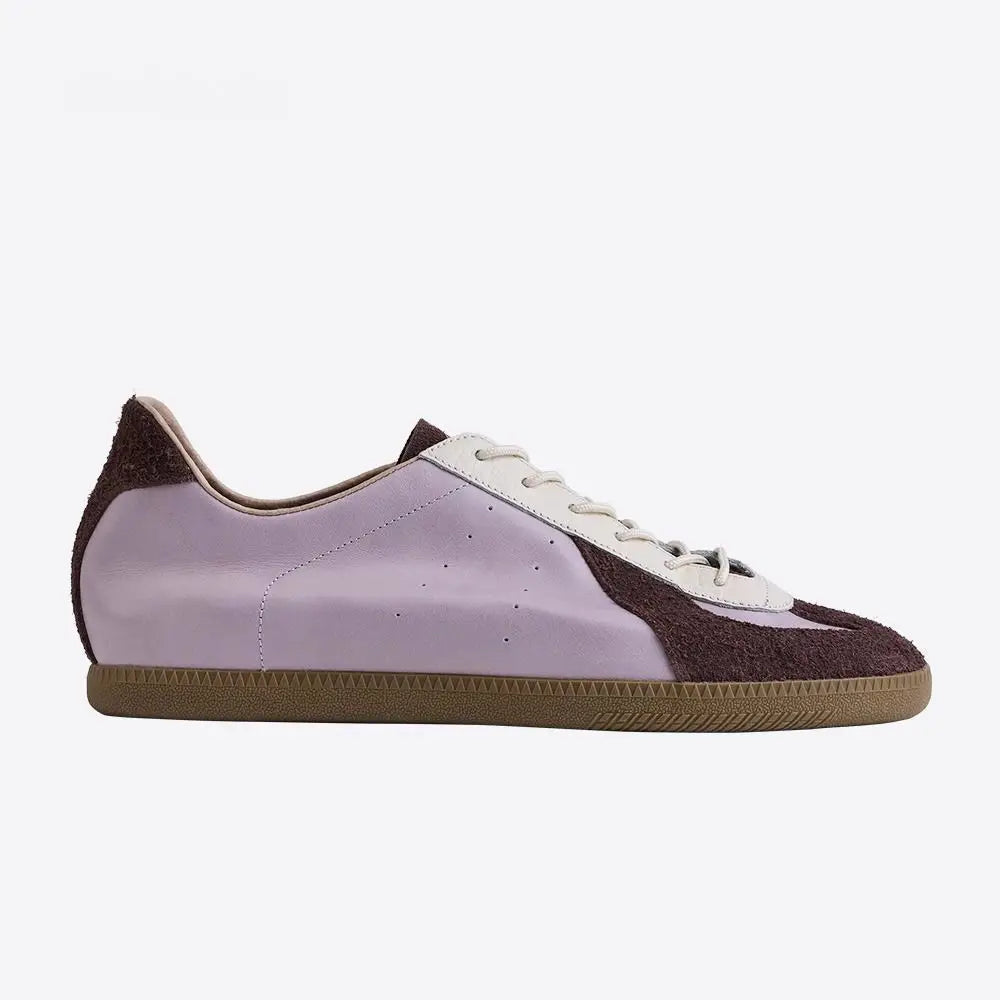 Suede Leather Overlay Flat Sneakers