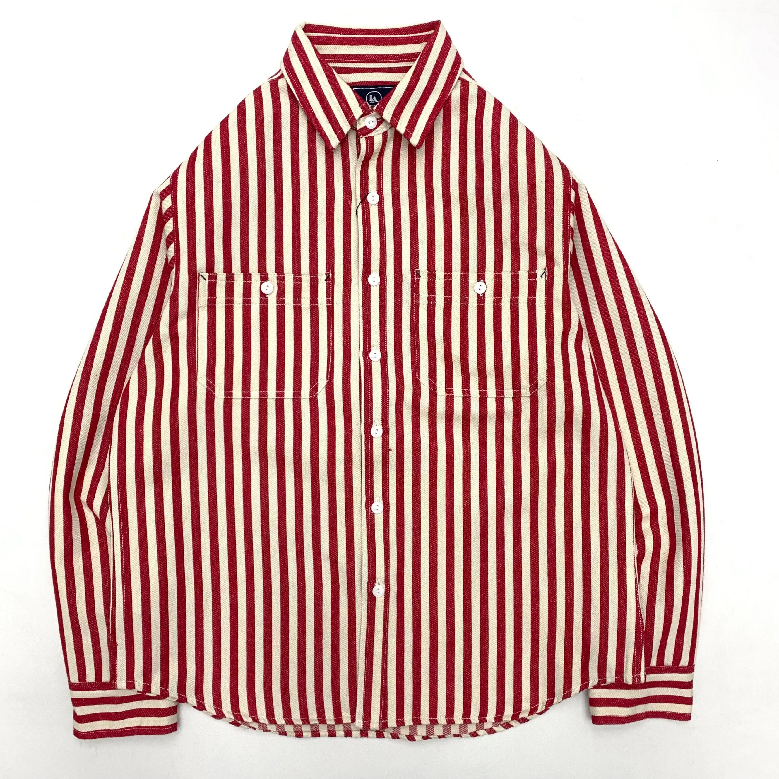 Retro Stripe Long-Sleeve Lapel Shirt