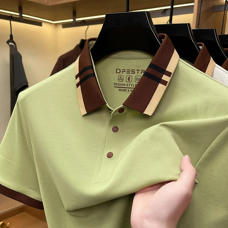 Contrast Collar Trim Polo Shirt