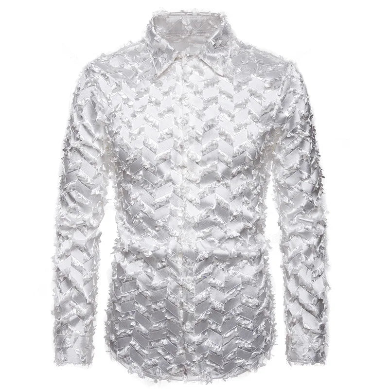 Geometric Pattern Feather Solid Shirt