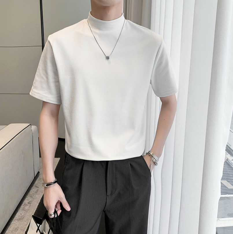 Solid Color Turtleneck Loose T-Shirt