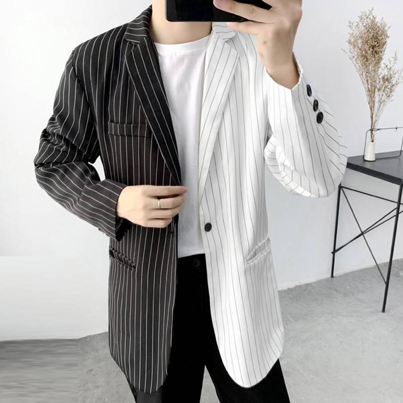 Blazer Mode Noir Blanc Lignes Verticales