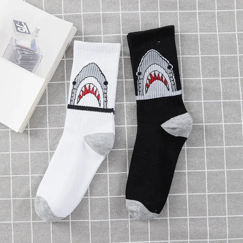 Cartoon Shark Pattern Cotton Socks