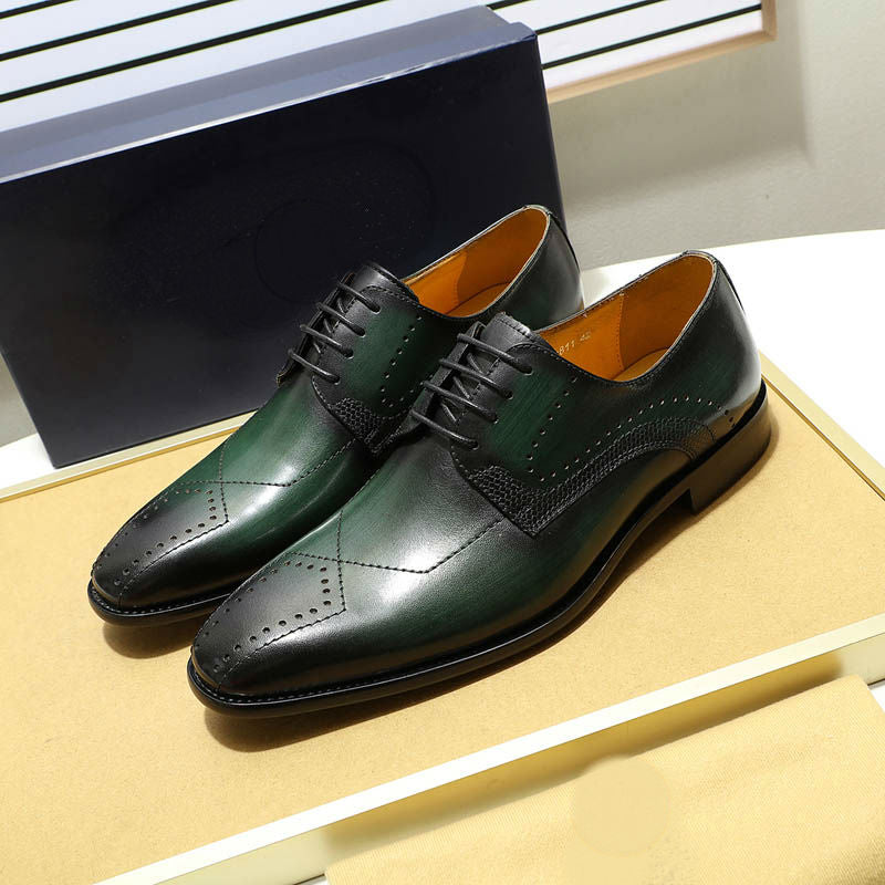 Zapatos derby para hombre Brogue con punta moderna simple y formal de lujo