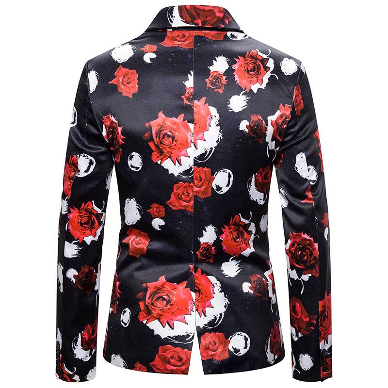 Rose Floral Slim Fit Party Costume Style Men Blazer
