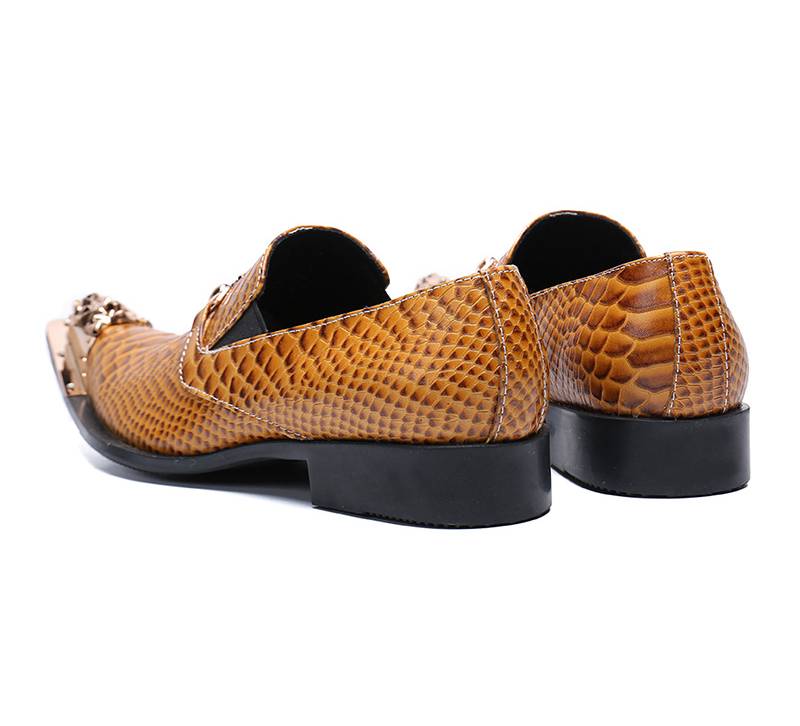 Italian Style Pointed Toe Animal Skin Pattern Men Shoes