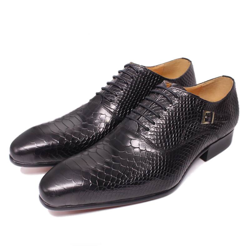 Snake Skin Pattern Leather Pointed Tor Men Oxford Shoes