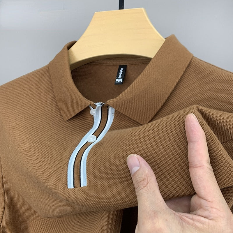 Double Button Solid Men Polo Shirt