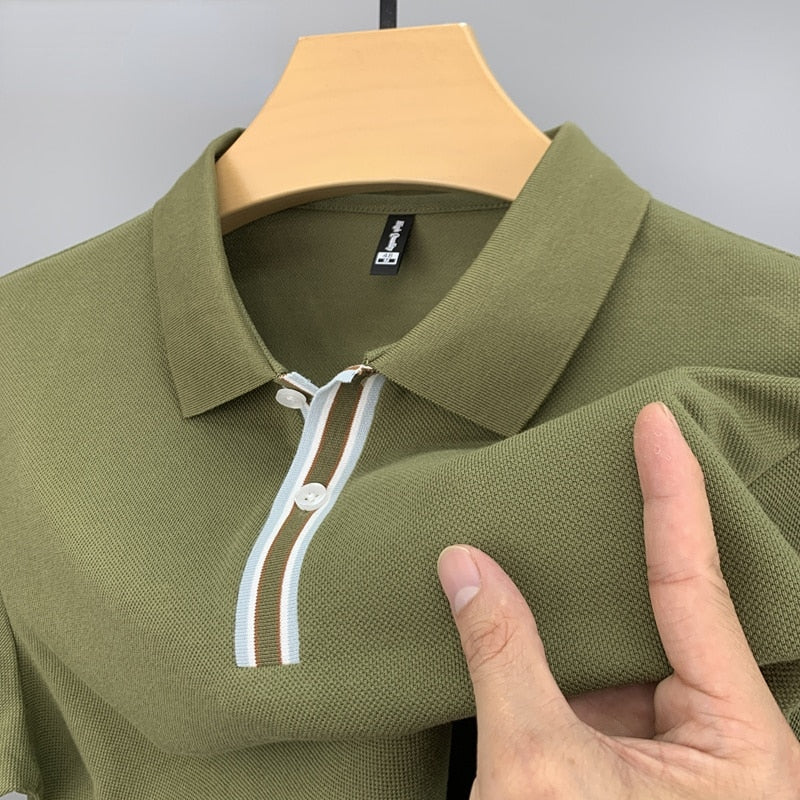 Double Button Solid Men Polo Shirt