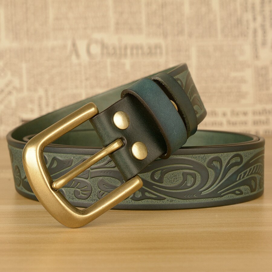 Vintage Engraving Pattern Leather Belt