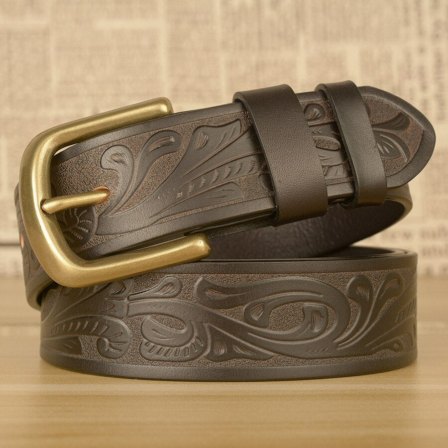 Vintage Engraving Pattern Leather Belt