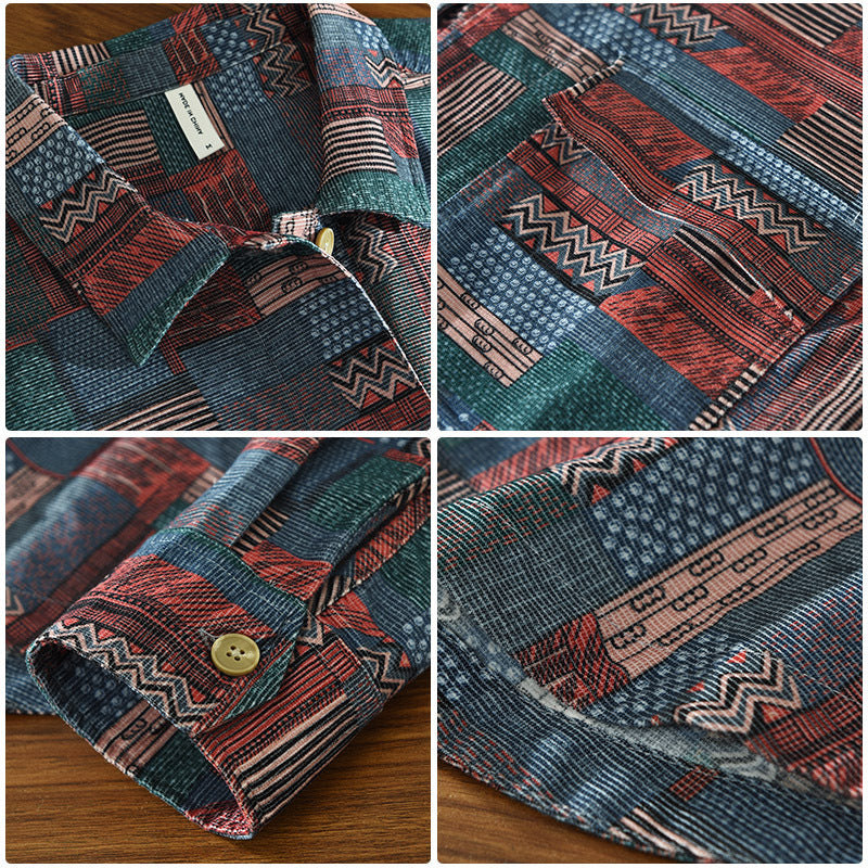 Chemise en coton à motif géométrique vintage