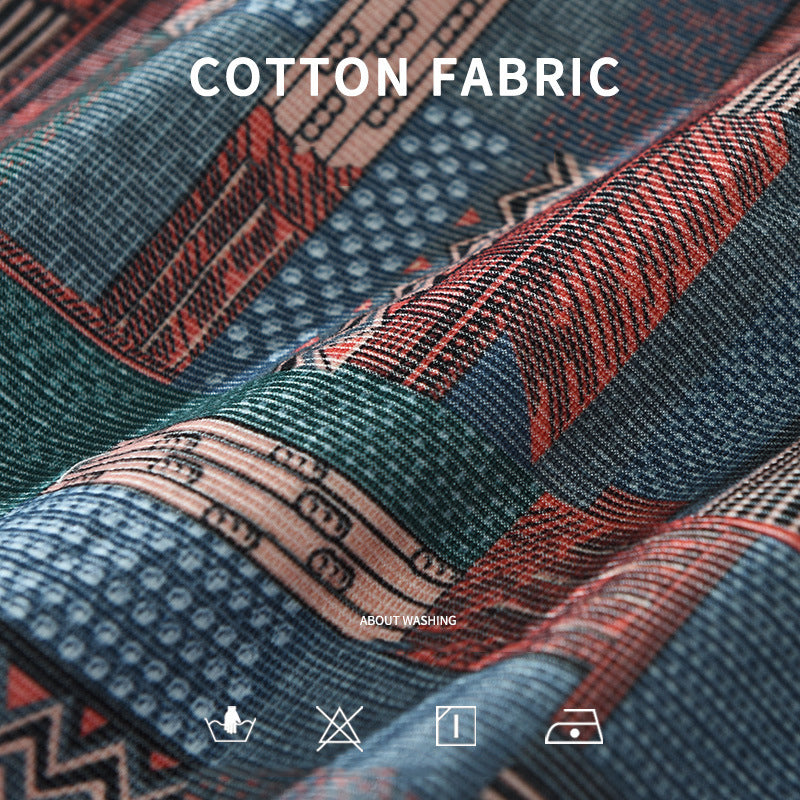 Chemise en coton à motif géométrique vintage