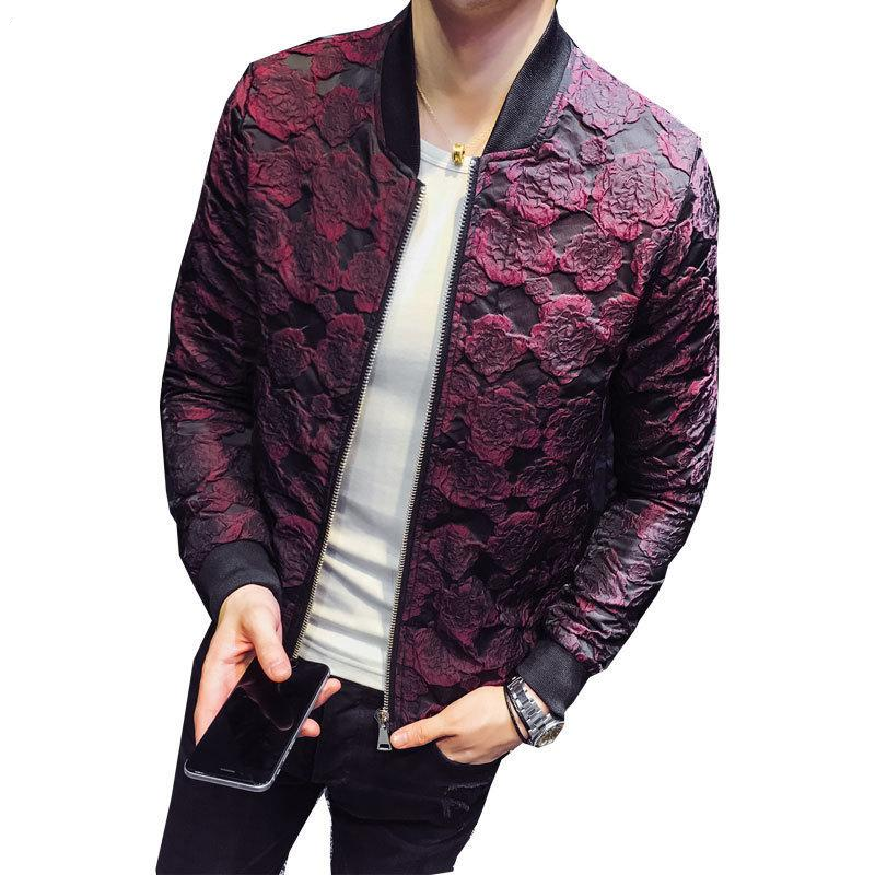 Jacquard Floral Men Slim fit Bomber Jackets - FanFreakz