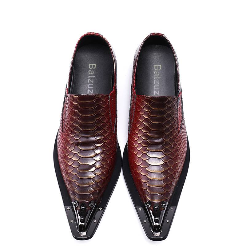 Genuine Leather Fish Pattern Oxford Shoes