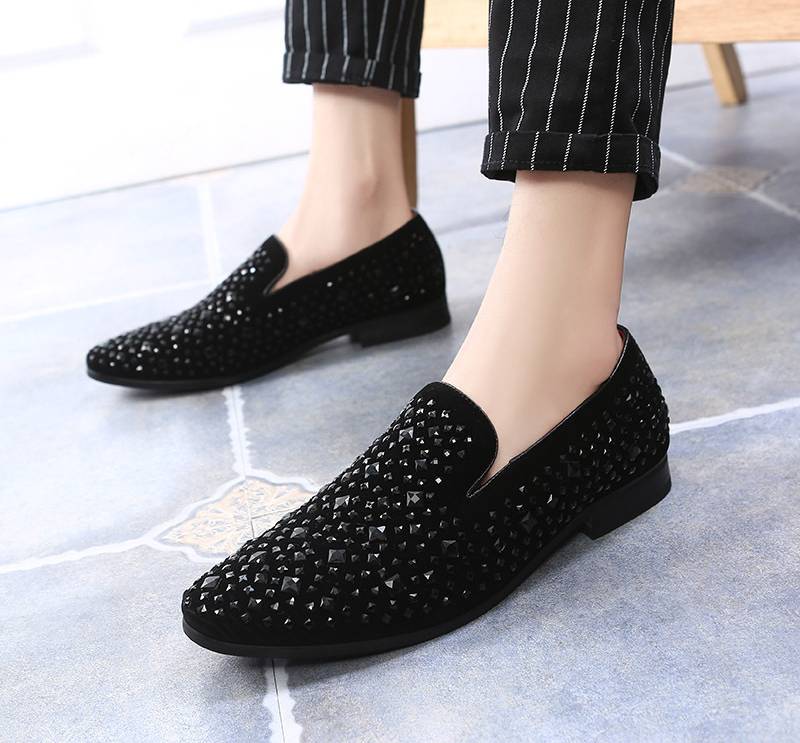 Elegant Rheinstone Suede Men Shoes