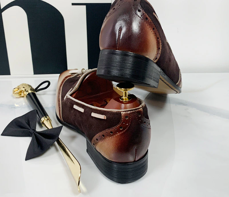 Loafer Genuine Leather Mix Color Wingtip Luxury Shoes