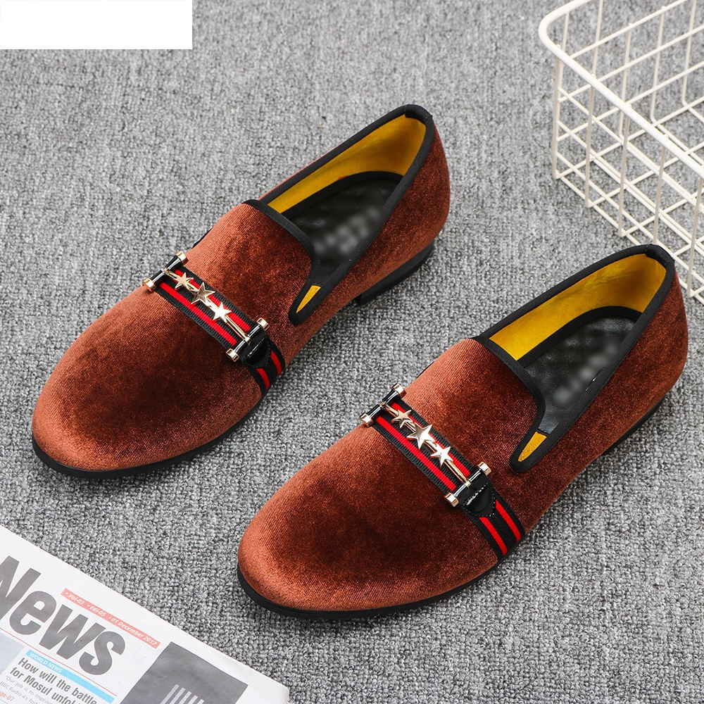 Velvet Red Stripe Men Casual Men Loafers
