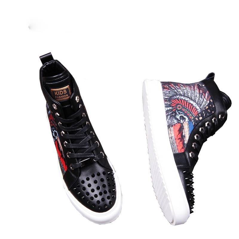 Camouflage Crâne Rivets Toe Punk Style Hommes Sneaker