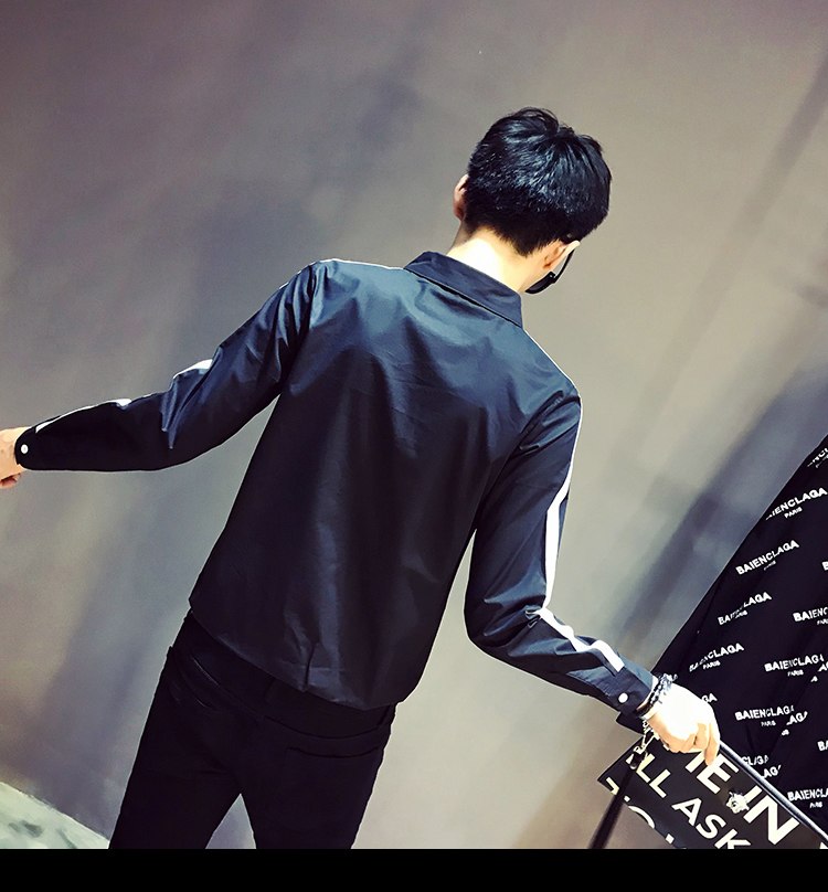 Cotton Double Pocket Stripe Sleeves Men Slim Shirt - FanFreakz