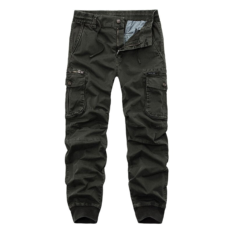 Pantalon tactique cargo en coton solide avec poches latérales style décontracté militaire pour hommes