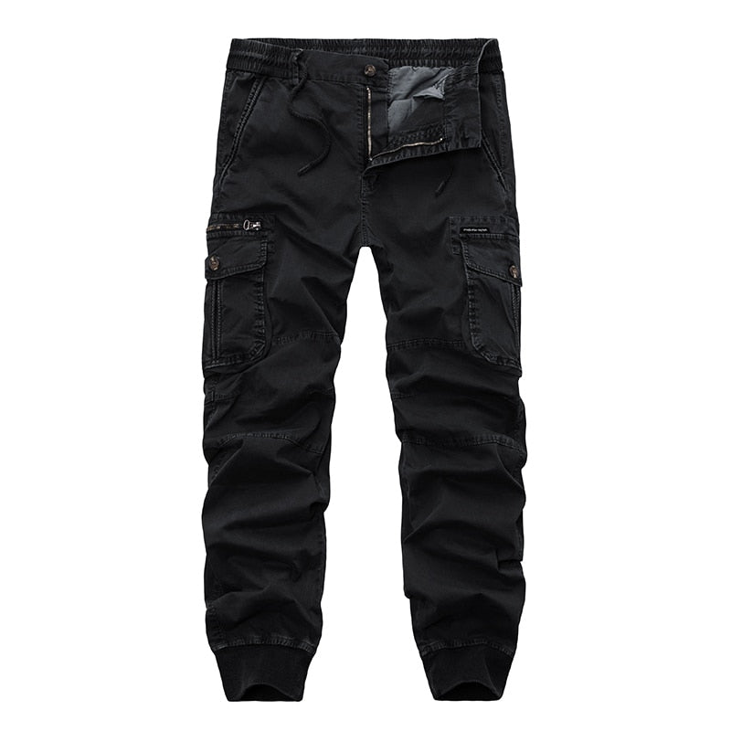 Pantalon tactique cargo en coton solide avec poches latérales style décontracté militaire pour hommes
