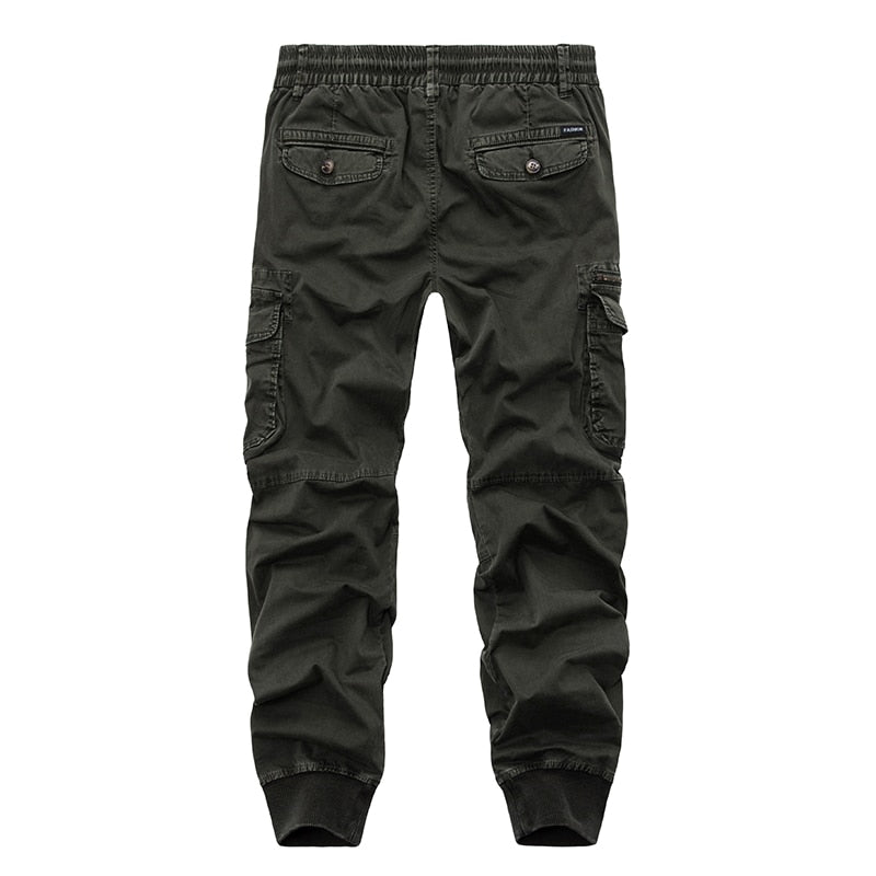 Pantalon tactique cargo en coton solide avec poches latérales style décontracté militaire pour hommes