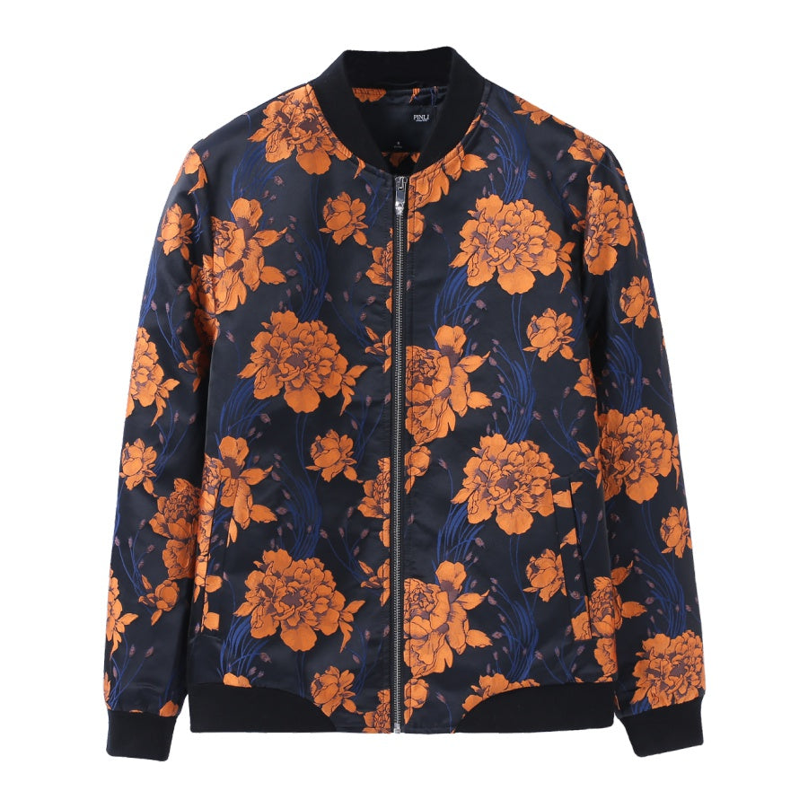 Autumn Vintage Bloom Pattern Men Bomber Jacket - FanFreakz