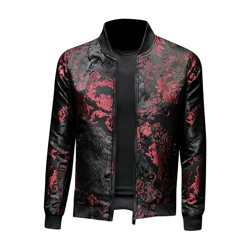 Fall Paisley Floral Vintage Bomber Casual Men Jacket