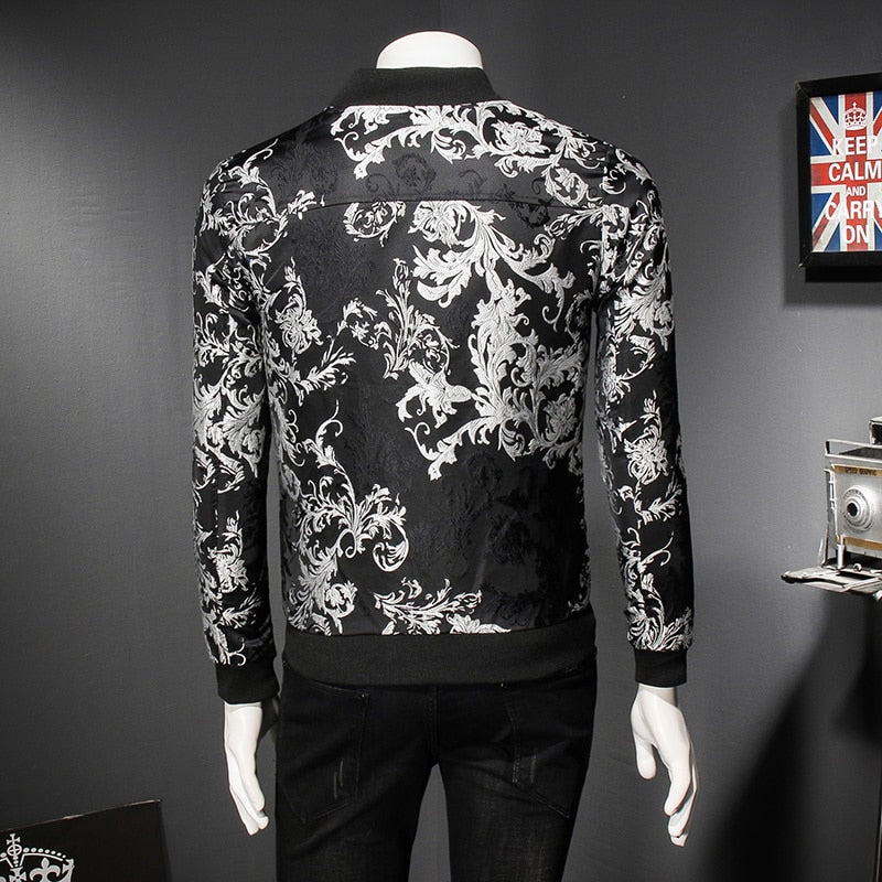 Fall Paisley Floral Vintage Bomber Casual Men Jacket