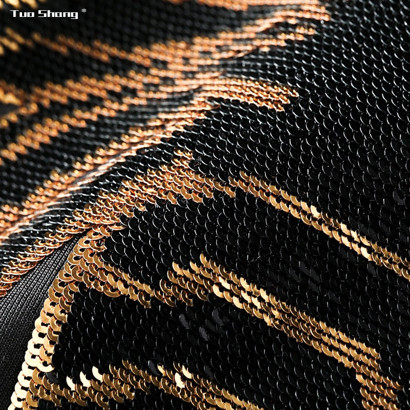 Black & Gold Bee Sequins Men Long Sleeve Sweater