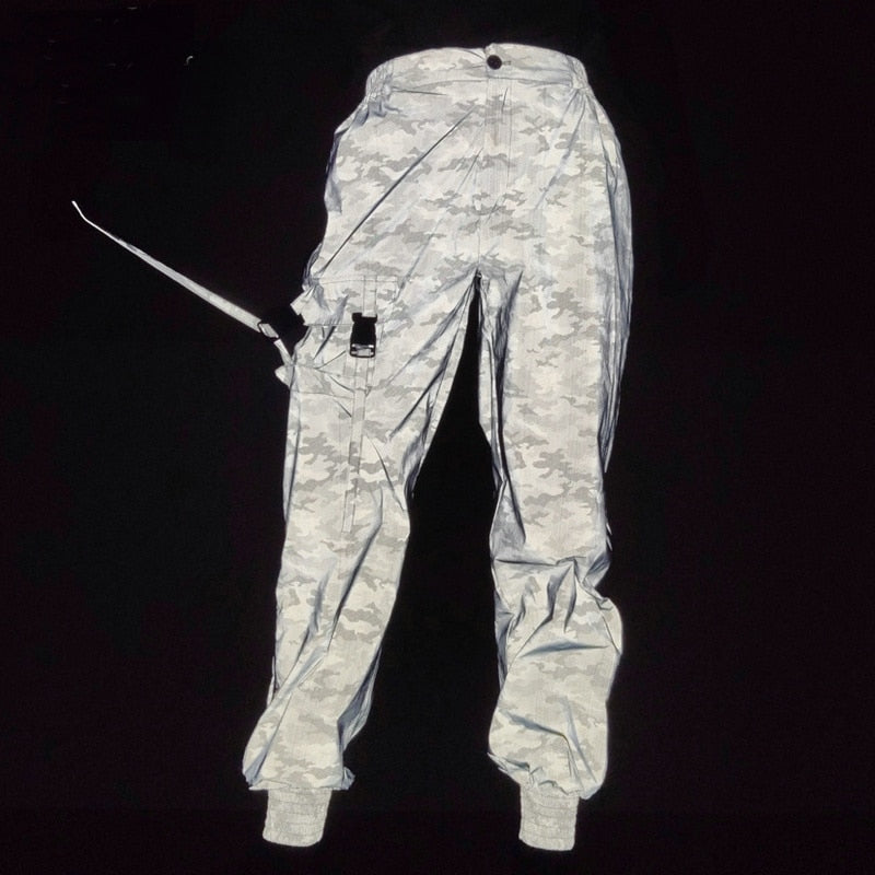 Camo Reflective Hip Hop Light Shiny Streetwear Jogger Style Men Pants