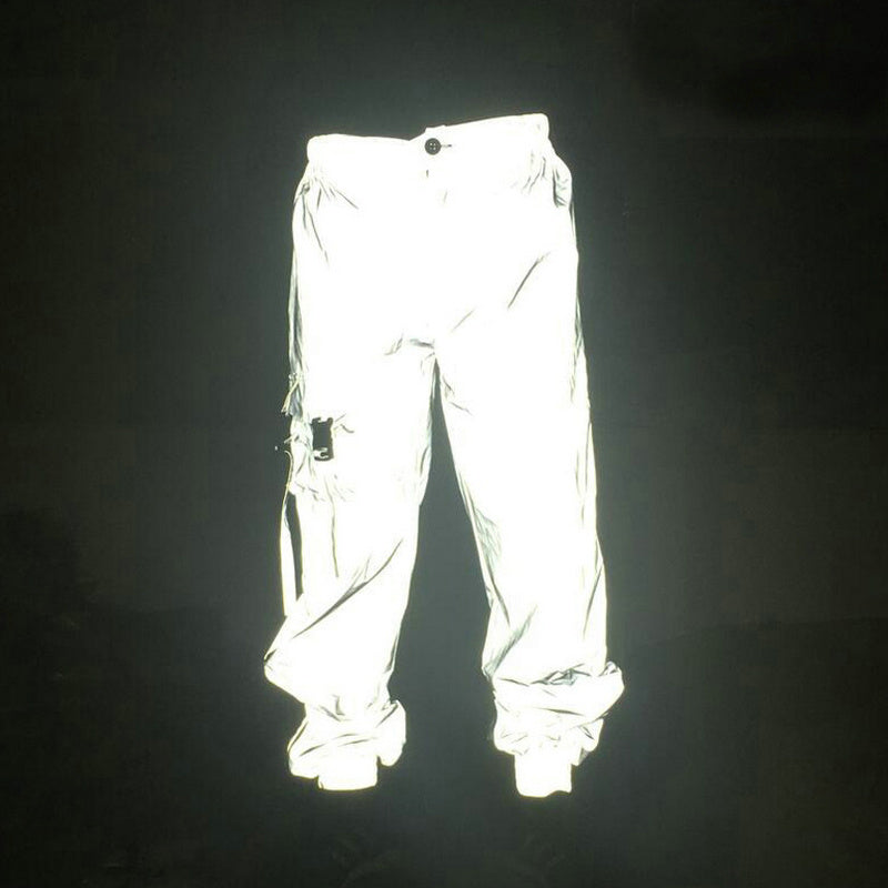 Camo Reflective Hip Hop Light Shiny Streetwear Jogger Style Men Pants