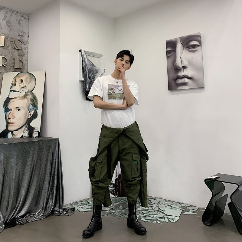 Slim Men Army Worker Style Set Chemise et pantalon à double poche