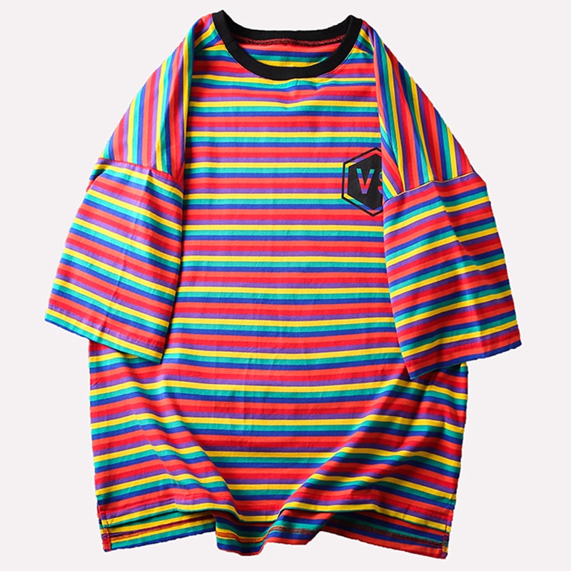 T-shirt décontracté à manches courtes à rayures pour hommes