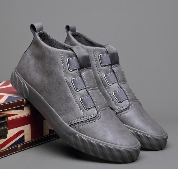 Sneaker haut décontracté pour hommes en cuir PU solide tendance