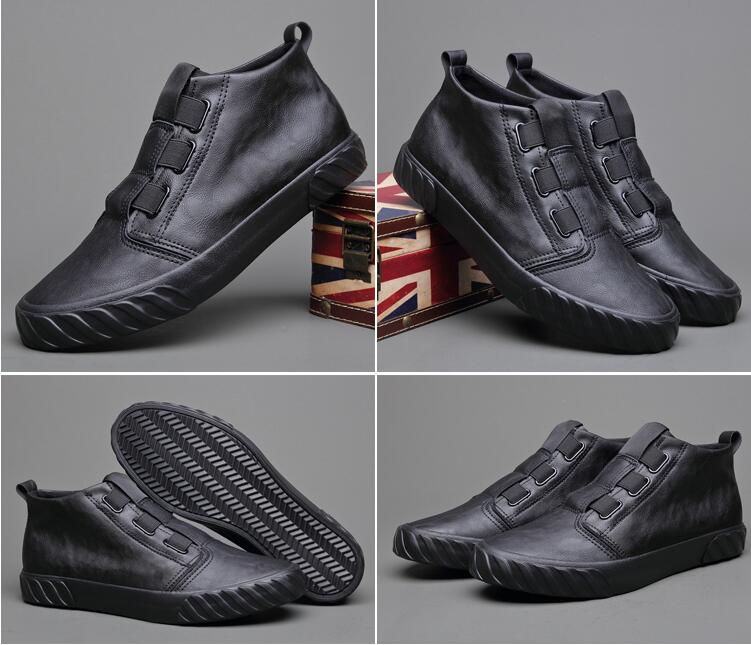 Sneaker haut décontracté pour hommes en cuir PU solide tendance