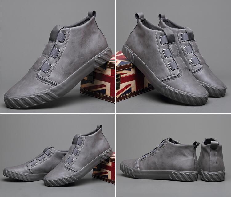 Sneaker haut décontracté pour hommes en cuir PU solide tendance