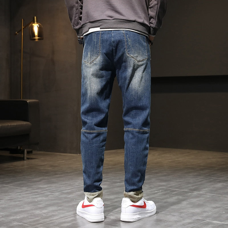 Jeans rectos regulares estilo patchwork