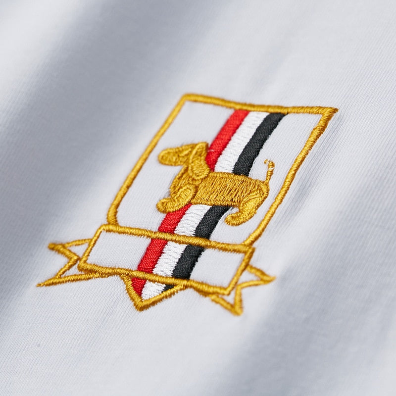 Striped Embroidered Dog Breast Badge T-Shirt