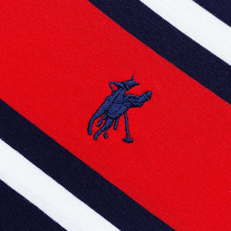 Red Horizontal Line Decorated Polo Shirt