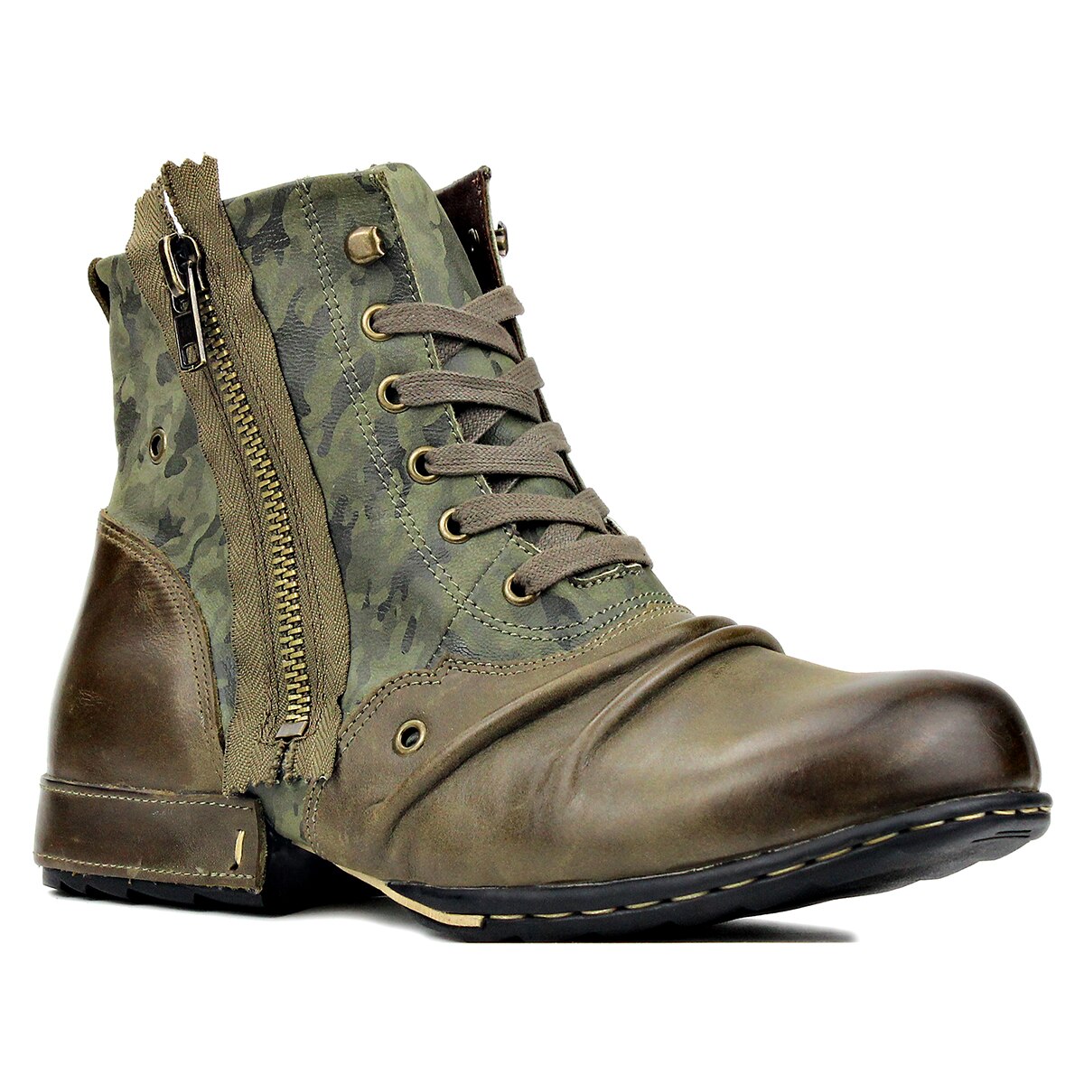 Bottines camouflage zippées