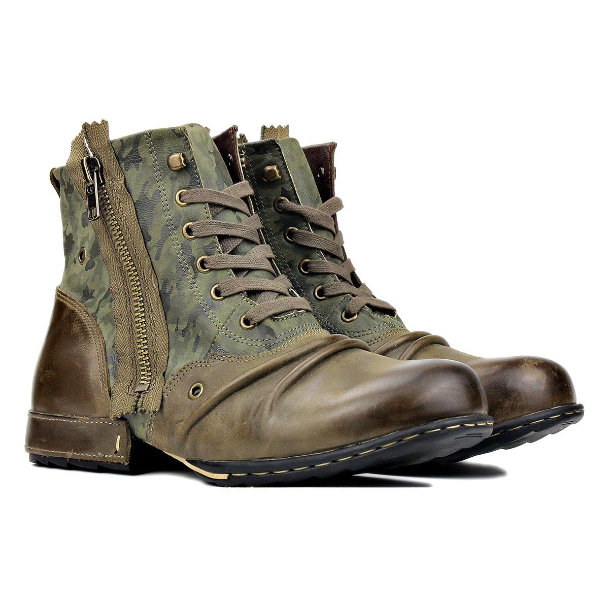 Bottines camouflage zippées